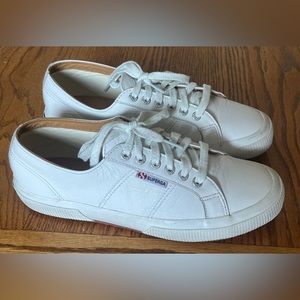 Superga White Leather Sneakers Shoes Size 9.5 / EU41